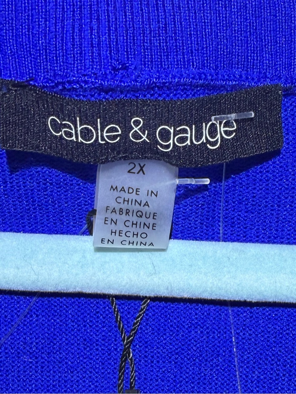 NWT Cable & Gauge Nautical Royal Blue V‑Neck Pullover Knit Tunic Top. 2X - Picture 4 of 7